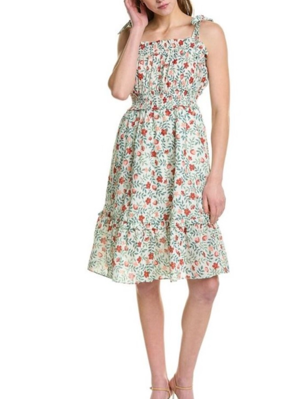 Draper James Taylor Smocked Waist Dress in Strawberry Field Large